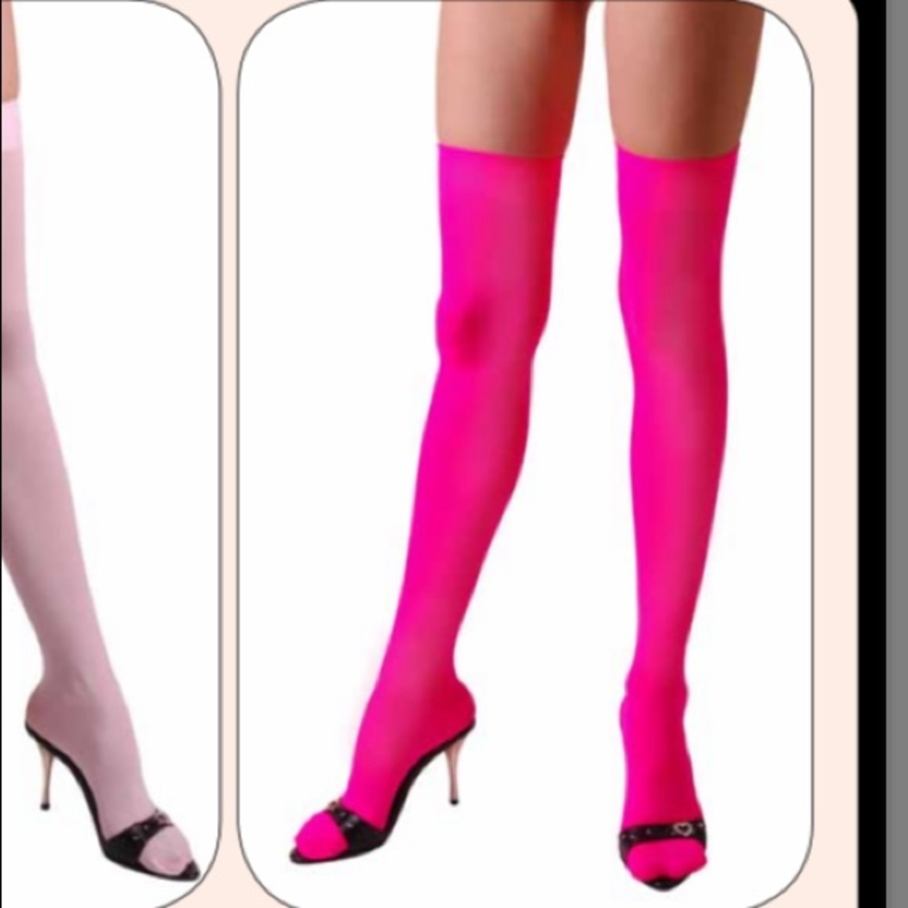 🐰 Hot Pink Opaque Hot Pink Thigh High Stockings